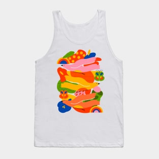 Birds Butterflies Colorful Hand Drawn Tank Top